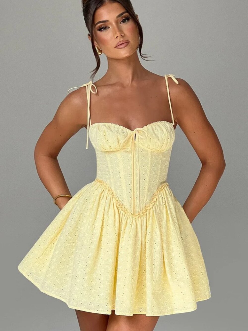 NWOT- Babyboo Phoebe Mini Dress - Lemon -S